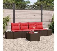 Maison Exclusive - Ensemble canapé avec coussins 5 pièces Marron Poly-rotin