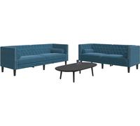 Maison Exclusive - Ensemble canapé Chesterfield 2 pièces avec coussins de nuque, velours bleu