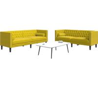 Maison Exclusive - Ensemble canapé Chesterfield 2 pièces avec coussins de nuque, velours jaune