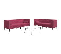 Maison Exclusive - Ensemble canapé Chesterfield 2 pièces avec coussins de nuque, velours rouge