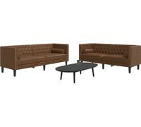 Maison Exclusive - Ensemble canapé Chesterfield 2 pièces, simili cuir marron aspect daim