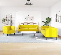 Maison Exclusive - Ensemble canapé Chesterfield 3 pièces avec coussins de nuque, velours jaune