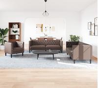 Maison Exclusive - Ensemble canapé Chesterfield 3 pièces en similicuir marron