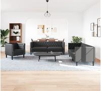Maison Exclusive - Ensemble canapé Chesterfield 3 pièces, simili cuir noir