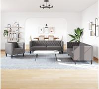 Maison Exclusive - Ensemble canapé Chesterfield 3 pièces, similicuir gris