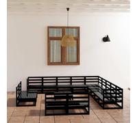 Maison Exclusive Ensemble canapé de jardin 14 pièces en pin massif noir