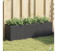 Maison Exclusive - Ensemble de 2 jardinières avec 3 pots, noir, 105 x 30 x 32 cm, rotin synthétique
