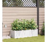 Maison Exclusive - Ensemble de 3 jardinières d'extérieur, blanc, 120 x 40 x 37,5 cm, plastique