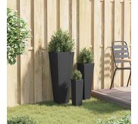 Maison Exclusive - Ensemble de 3 jardinières pour l'extérieur, couleur noire, dimensions 30 x 30 x 80 cm, en métal