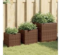 Maison Exclusive - Ensemble de 3 pots de fleurs en polyrotin marron