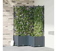 Maison Exclusive - Ensemble de 3 pots de jardin, gris clair, 80 x 80 x 143 cm, en polypropylène (PP)