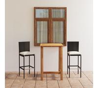 Maison Exclusive - Ensemble de bar de jardin 3 pièces avec coussins, noir