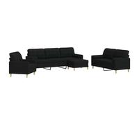 Maison Exclusive - Ensemble de canapé 4 pièces avec repose-pieds et coussins décoratifs, tissu noir