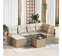 Maison Exclusive - Ensemble de canapé 7 pièces, beige [matériau synthétique] : rotin synthétique