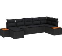 Maison Exclusive - Ensemble de canapé de jardin avec coussin 7 pcs Noir polyrotin