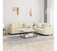 Maison Exclusive - Ensemble de canapés 2 pièces avec coussins, simili cuir crème