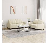 Maison Exclusive - Ensemble de canapés 2 pièces avec coussins, simili cuir crème