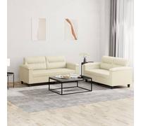 Maison Exclusive - Ensemble de canapés 2 pièces avec coussins, simili cuir crème