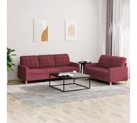 Maison Exclusive - Ensemble de canapés 2 pièces avec coussins, tissu bordeaux