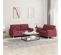 Maison Exclusive - Ensemble de canapés 2 pièces avec coussins, tissu bordeaux