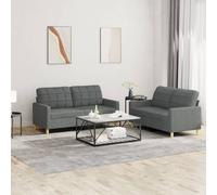 Maison Exclusive - Ensemble de canapés 2 pièces avec coussins, tissu gris foncé
