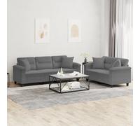 Maison Exclusive - Ensemble de canapés 2 pièces avec coussins, tissu microfibre gris foncé