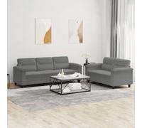Maison Exclusive - Ensemble de canapés 2 pièces avec coussins, tissu microfibre gris foncé