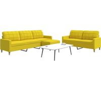 Maison Exclusive - Ensemble de canapés 3 pièces avec repose-pieds, tissu jaune clair