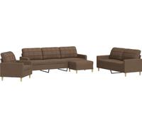 Maison Exclusive - Ensemble de canapés 4 pièces avec repose-pieds, tissu marron