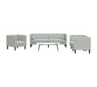 Maison Exclusive - Ensemble de canapés Chesterfield 3 pièces avec coussins de nuque, velours gris clair