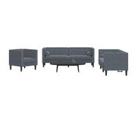 Maison Exclusive - Ensemble de canapés Chesterfield 3 pièces avec coussins de nuque, velours gris foncé