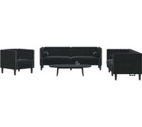 Maison Exclusive - Ensemble de canapés Chesterfield 3 pièces avec coussins de nuque, velours noir