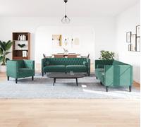 Maison Exclusive - Ensemble de canapés Chesterfield 3 pièces avec coussins de nuque, velours vert foncé