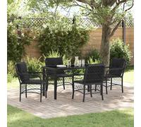 Maison Exclusive - Ensemble de jardin avec coussins 5 pièces Noir Poly-rotin