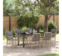 Maison Exclusive - Ensemble de jardin avec coussins 7 pièces Beige Poly-Rattan