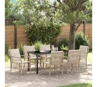Maison Exclusive - Ensemble de jardin avec coussins 7 pièces Beige Poly-Rattan