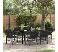 Maison Exclusive - Ensemble de jardin avec coussins 7 pièces Noir Poly-rotin