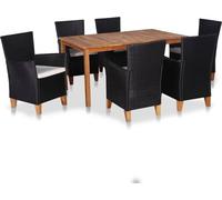 Maison Exclusive - Ensemble de jardin complet pour 7 personnes, en résine tressée noire et marron