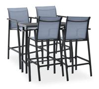 Maison Exclusive - Ensemble de mobilier de jardin complet (5 pièces) en noir et gris