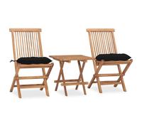 Maison Exclusive - Ensemble de salle à manger de jardin 3 pièces avec coussins, pliable, en bois massif de teck