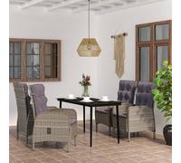 Maison Exclusive Ensemble de salle à manger de jardin 5 pièces avec coussins gris et noir