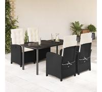 Maison Exclusive - Ensemble de salle à manger de jardin 5 pièces avec coussins, rotin synthétique noir