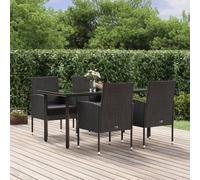 Maison Exclusive - Ensemble de salle à manger de jardin 5 pièces avec coussins, rotin synthétique noir