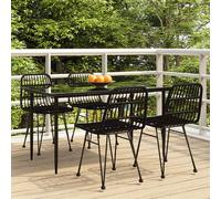 Maison Exclusive - Ensemble de salle à manger de jardin 5 pièces en polyrotin noir