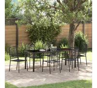 Maison Exclusive - Ensemble de salle à manger de jardin 7 pièces Acier thermolaqué noir
