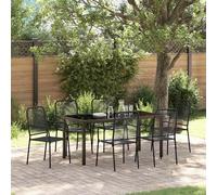 Maison Exclusive - Ensemble de salle à manger de jardin 7 pièces Acier thermolaqué noir