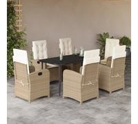 Maison Exclusive - Ensemble de salle à manger de jardin 7 pièces avec coussins en polyrotin beige