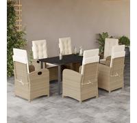Maison Exclusive - Ensemble de salle à manger de jardin 7 pièces avec coussins en polyrotin beige