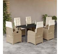Maison Exclusive - Ensemble de salle à manger de jardin 7 pièces avec coussins en polyrotin beige