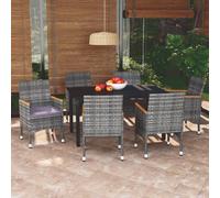 Maison Exclusive - Ensemble de salle à manger de jardin 7 pièces avec coussins en polyrotin gris